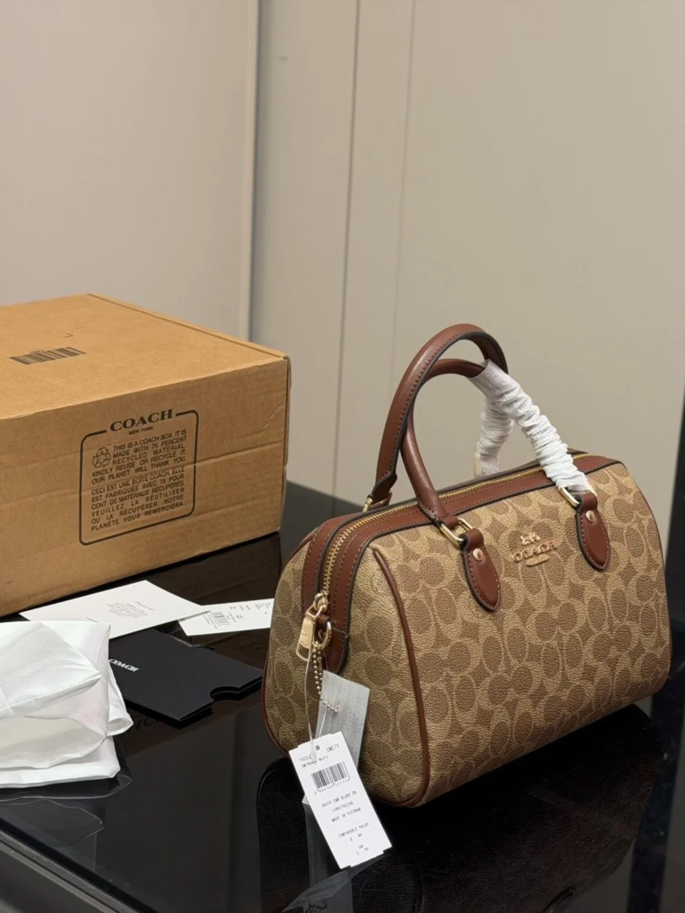 Coach Brown and Black Signature Dome Satchel with Gold Hardware Multiple Colors